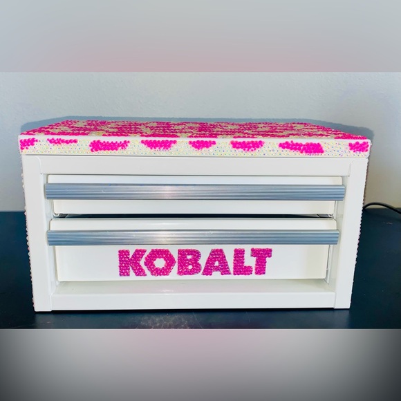 Custom Pink Cow Print Bejeweled VIRAL Kobalt Mini Toolbox - Picture 6 of 6
